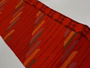 手織り真綿紬横縞模様織出し名古屋帯